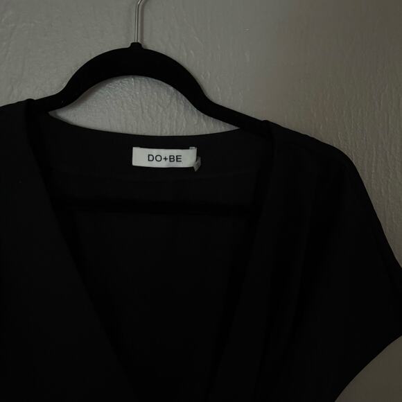 DO+BE Black Wrap Front Short Sleeve Blouse Size Large casual comfort summer - Picture 4 of 8